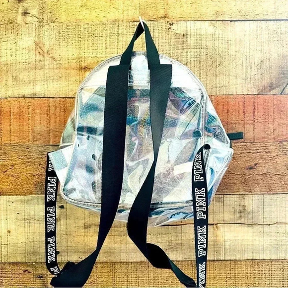 Victoria Secrets Pink Mini Clear Sparkle Dog Backpack - Picture 6 of 8